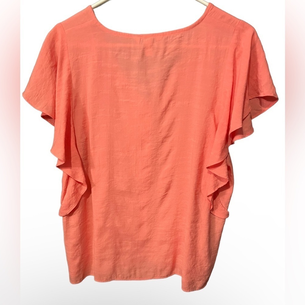 Nine West Women Pink/orange Short Sleeve Blouse L - Picture 3 of 7